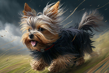 Naklejka premium Yorkshire terrier dog running