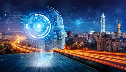 AI artificial intelligence technology which is a robot brain machine. 3d background