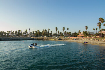 Summer water amusements in the port of Ensenada Baja California. summer vacation season in Mexico.