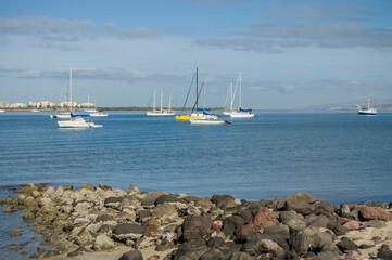 Rocks on the beach, Seascape of La Paz baja California Sur. Mexico