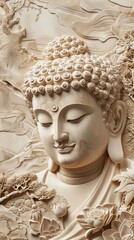 3d Hindu ancient religious buddha Wallpaper Background golden art for digital printing wallpaper, mural, custom design wallpaper. AI generated illustration