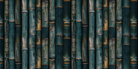 old green bamboo fence background, bamboo wall background. generative ai