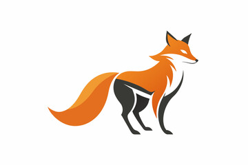 A minimalist Fox logo vector art illustration icon logo, with a Fox featuring a modern stylish shape with an underline