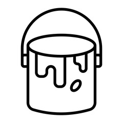 Paint Bucket Vector Line Icon