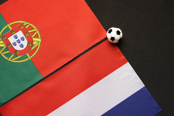 UEFA Euro 2024 Portugal vs Netherlands, Football match with national flags