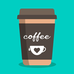 Paper coffee cup with the image of a cute cup	