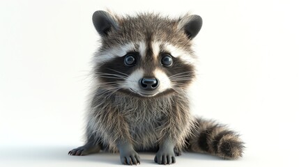 Obraz premium This is a cute and realistic 3D rendering of a baby raccoon.