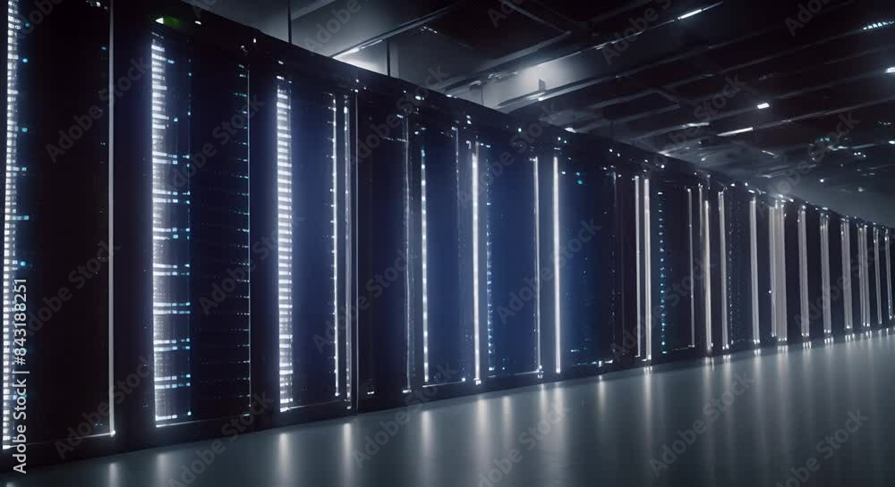Aufkleber a photo capturing the rows of servers in a data center illuminated in the darkness of the night a fu