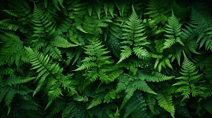 Obraz premium Detailed fern leaves, lush green foliage, forest background