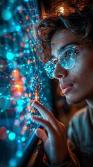 Man in glasses looking at computer for vision care and enjoyment