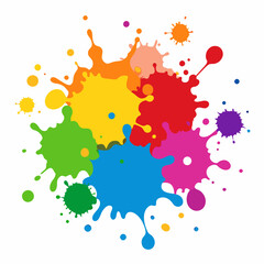 Splash of paints. Blobs. Paint splatter colourful. Splashing spots effect shape. Multicolored splash paintbrush liquid. Painting - activity. Vector splash of paints isolated on white background.