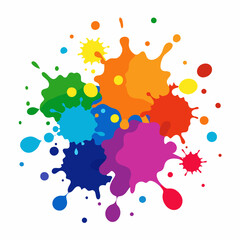 Splash of paints. Blobs. Paint splatter colourful. Splashing spots effect shape. Multicolored splash paintbrush liquid. Painting activity. Vector splash of paints isolated on white background.