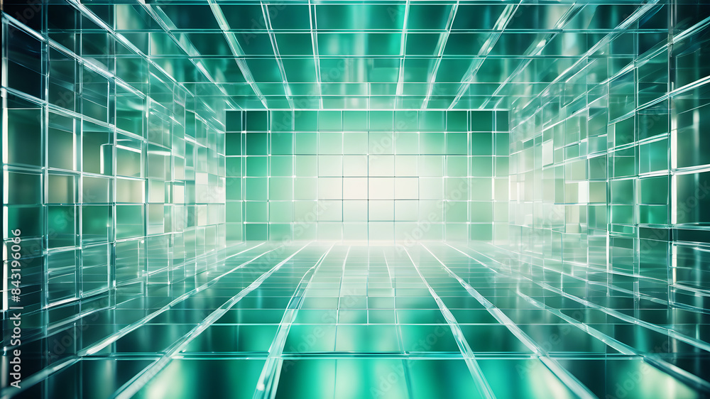 Aufkleber a minimalist abstract background with a grid of evenly spaced, semi-transparent boxes in shades of b