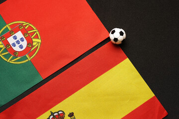 UEFA Euro 2024 Spain vs Portugal, Football match with national flags