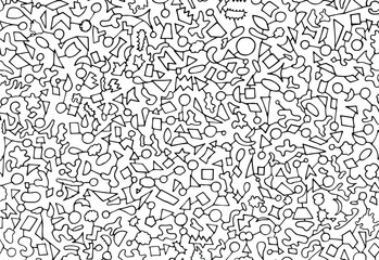 Labyrinth maze with pathways and paths to follow. Simple line maze game with circles squares and triangles.