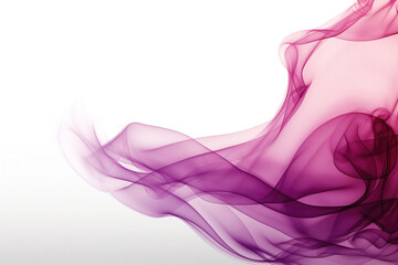 Abstract purple smoke on white background with copy space