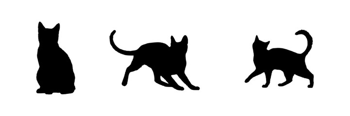 set of silhouettes illustration  background cat for a pet day stlye