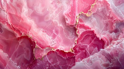 A striking pink marble image highlighted by golden veins, ideal for backgrounds or luxurious designs