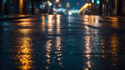 Reflective City Street After Rain
