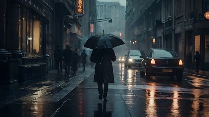 Rainy Night Stroll in the City