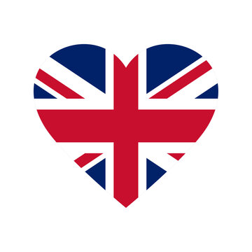 United Kingdom flag in heart shape
