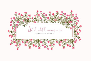 pink green floral watercolor frame