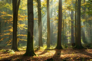 Sunlight in the Woods: A Bright Autumn Scene