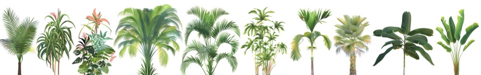 Obraz premium Vibrant Tropical Plants on White Background