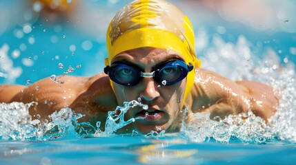 Swimming sport. swimmer and splash water close up