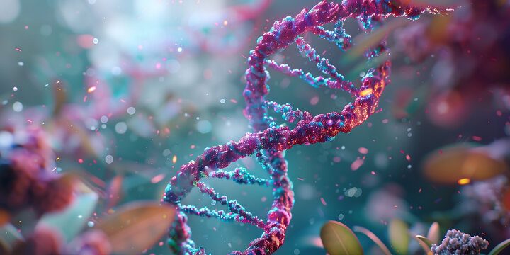 DNA helix. Visuals of chemical processes