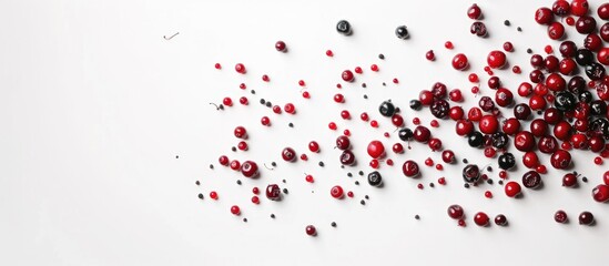 Fototapeta premium Berries falling on a blank white surface