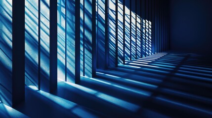 Obraz premium Artistic arrangement of dark shadow lines in blue hues on abstract background