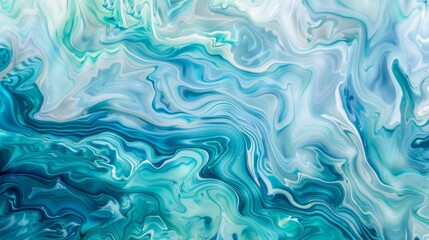 Obraz premium Abstract blue and green marble paint swirl background for design
