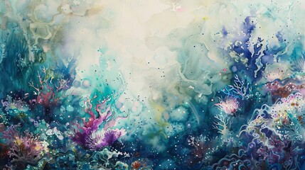 Abstract blue and green painting for nature and summer designs