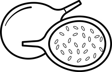 Passion fruit outline illustration vector