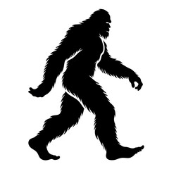 Fototapeta premium Bigfoot Walking Line Art Illustration on White Background
