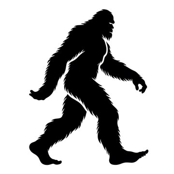 black bigfoot walking silhouette