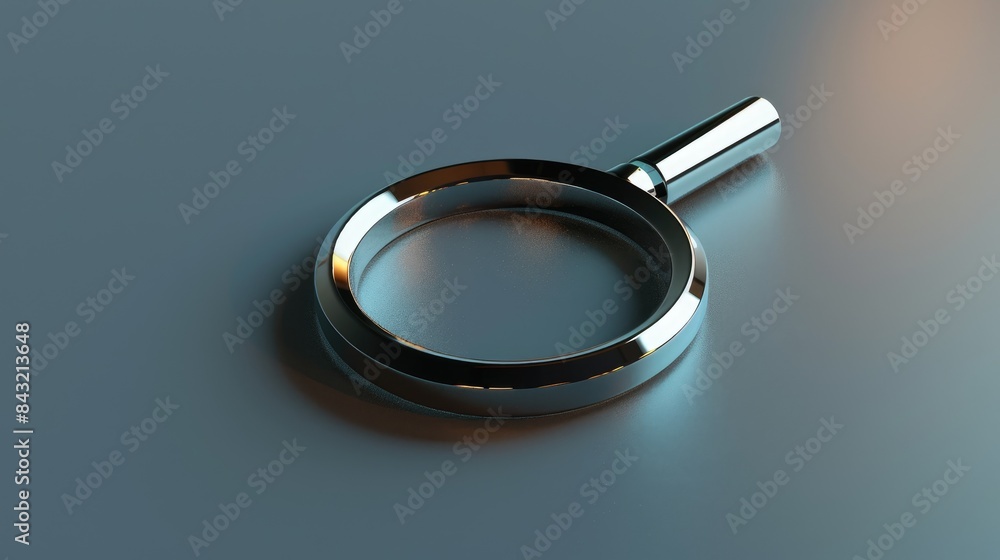 Poster symbol linked with magnifying glass three dimensional rendering