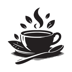 A cup of tea vector silhouette illustration