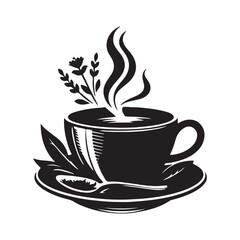 A cup of tea vector silhouette illustration