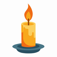 burning candle on a white background