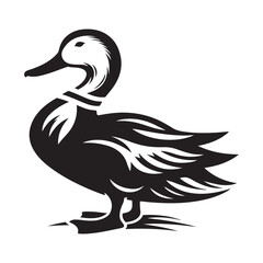 cute duck vector silhouette art illustration 