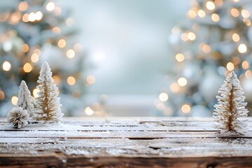 Christmas Table for Product Display with Festive Background