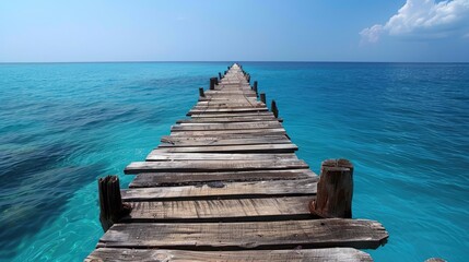 Fototapeta premium A lengthy wooden bridge across the ocean