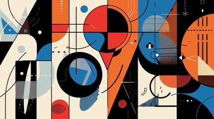 Abstract geometric shapes in bold colors for modern design