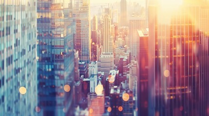 Obraz premium Abstract blurred image of buildings in the city, banner background, created by ai