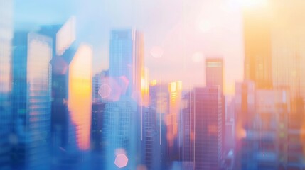 Abstract blurred image of buildings in the city, banner background, created by ai