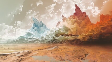 Abstract mountains landscape in a desert