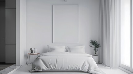 sleek interior with sofa set and decoration with the frames on the wall isolated  and lamp set ted on the white background with bedroom and table