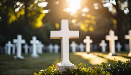 white cross, symbolizing hope amidst loss, serenity in remembrance
